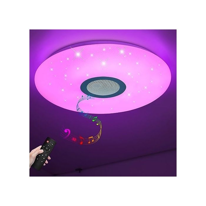 Plafonnier LED 50CM avec télécommande dimable 54W plafonnier ciel étoilé， ment de couleur RGB IP44 étanche Blanc. Blanc. AMPOULE
