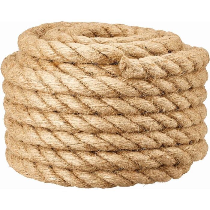Corde de barrière pour main courante descalier – Ficelle de jute épaisse 25mm x10m–Résistante aux déchirures et à leau-25mmx10m