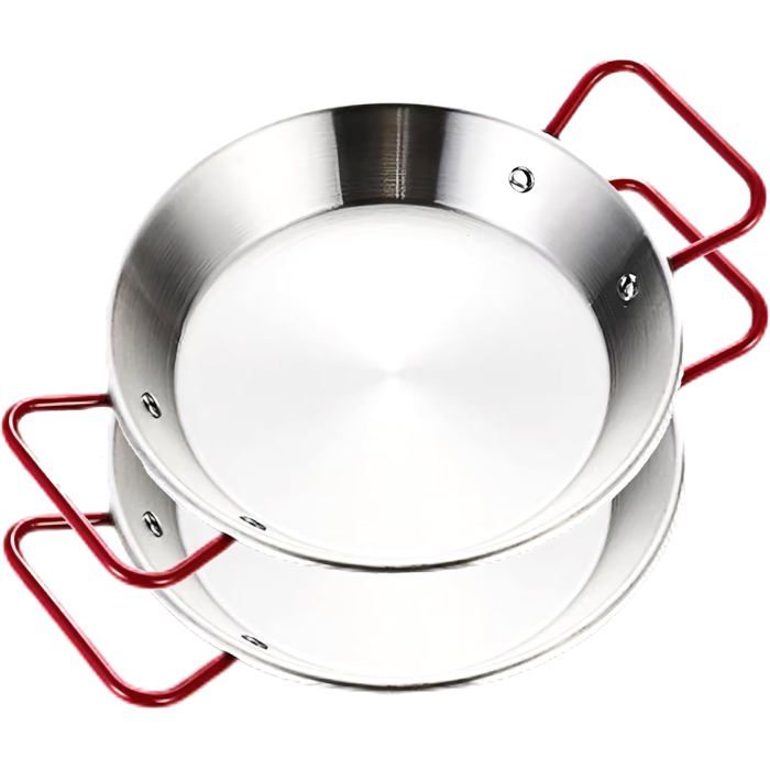 Poêle à paella en acier inoxydable avec poignées rouges - 22 cm for 1 person set of 2 - 22 cm for 1 person set of 2