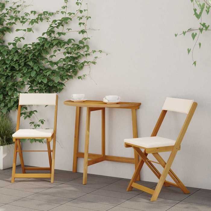Chaises de Bistrot Dextérieur - COCO - Siège Patio/Terrasse - tissu - crème - 40 x 53 x 80 cm - (2 pcs) - pliable 328095