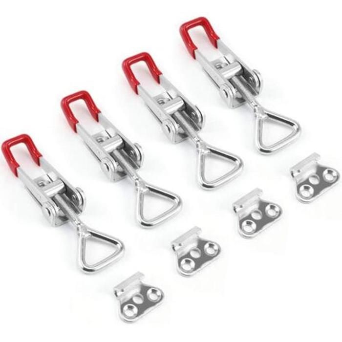 Lot de 4 verrous coulissants antirouille  à levier capacité de charge de 100 kg idéaux pour portes armoires et valises.