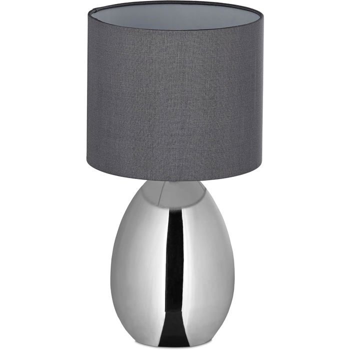 Lampe De Chevet Tactile Moderne E14 Lumière De Table Avec Abat-Jour En Tissu Hxd 34 5 X 18 Cm Argent/Gris[LL390]