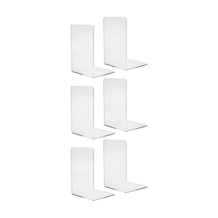Serre-livres en plexiglas transparent lot de 6 maintien stable des livres 18 5 x 12 x 12 cm