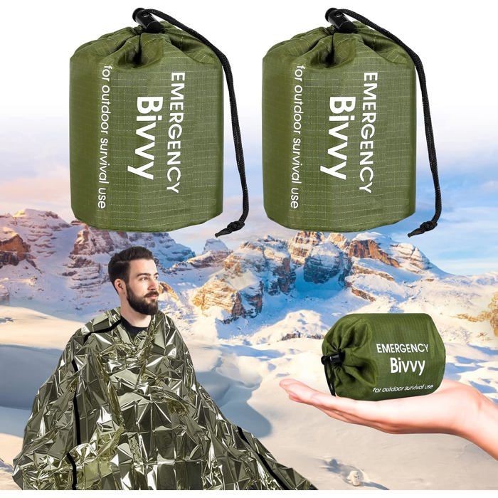 2X Sac de Couchage Survie Couverture Survie Reutilisable pour Le Camping en Plein Air et La Randonnée Camping