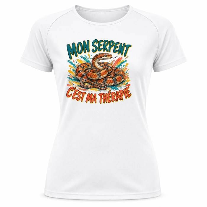 T-shirt de Sport Femme Mon serpent cest ma thérapie Polyester Respirant 140 g/m² Manches Raglan Dos Long Taille XL Running