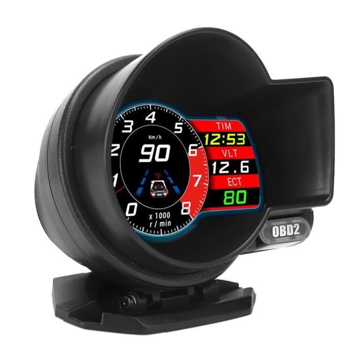 Dilwe Affichage Tête Haute Voiture HUD OBD2 P10 Avertissement Vitesse RPM Consommation Carburant