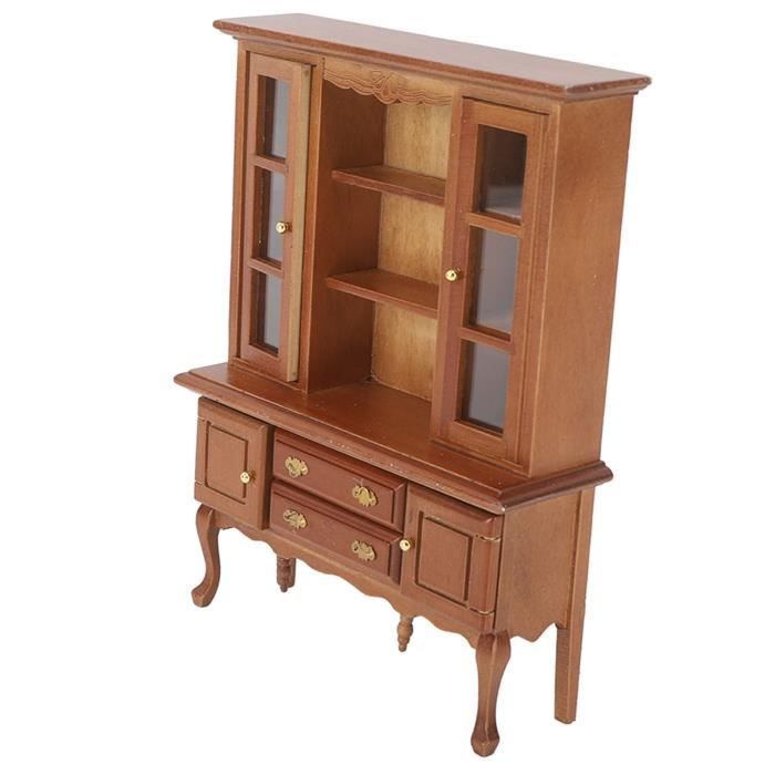 Odoria – Armoire Vitrine 1/12 – Bois 8,5x3,5x15 Cm – Accessoire Maison De Poupée