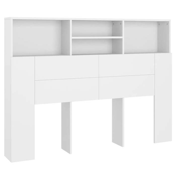 Tête de lit avec rangement accessoire de lit table de chevet etagere 140 x 19 x 1035 cm MDF blanc TDL0200107
