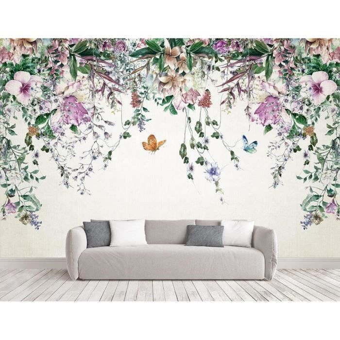 Papier Peint Panoramique 3D Plantes Tropicales Feuilles Fond De Fleurs ...