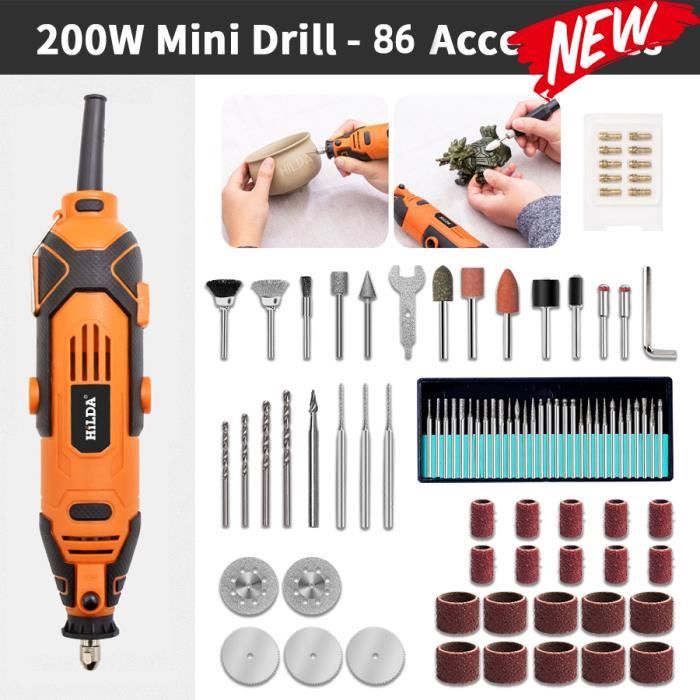 Nouveau 86PCS - HILDA graveur perceuse électrique gravure Dremel Machine à  outils rotatifs avec arbre Flexibl - Cdiscount Bricolage