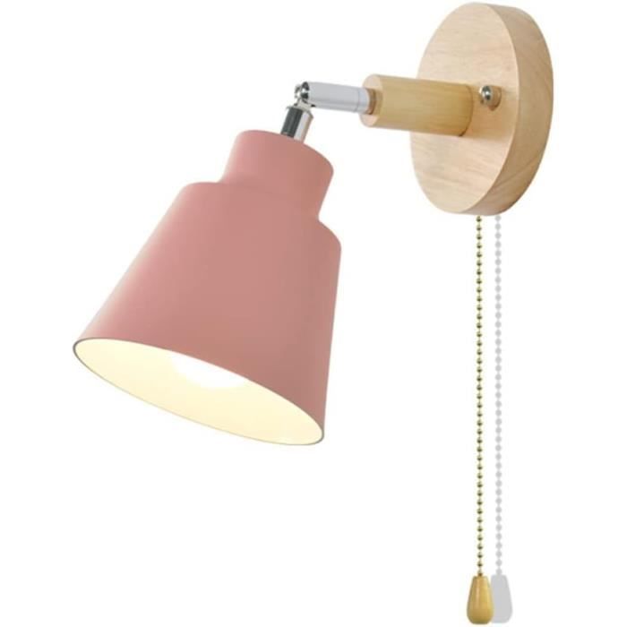 Applique Murale à Chaîne Tirette NUOBESTY - Luminaire Intérieur Vintage, Interrupteur à Tirette - Compatible Ampoules E26, Couleur Noire