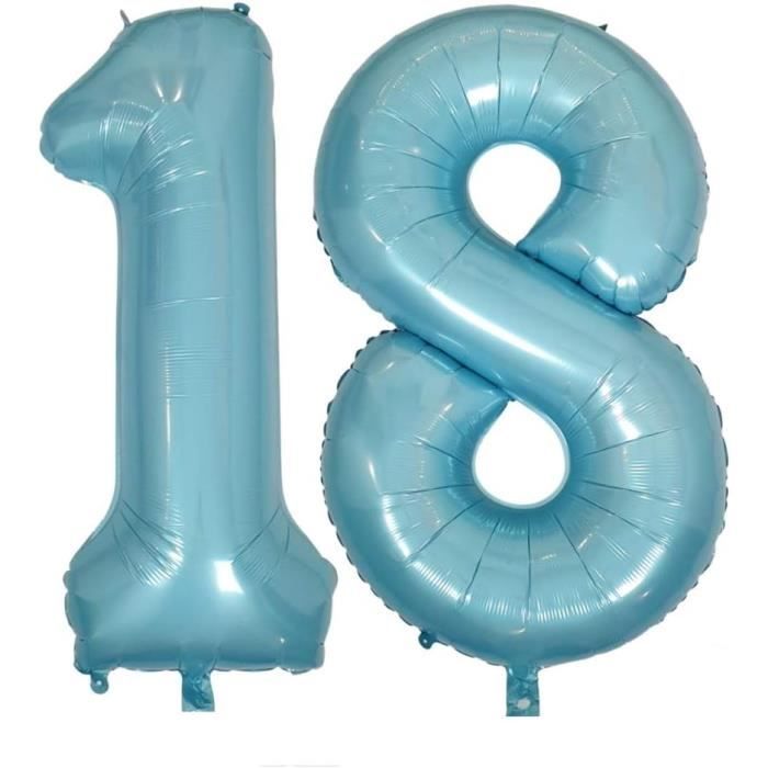 Ballon 18 Ans Bleu Xxl - Ballon Anniversaire 18 Ans Decoration, Ballon  Chiffre 18, Happy Birthday Fête Deco Kit Numero Nombr[u8379] - Cdiscount  Maison