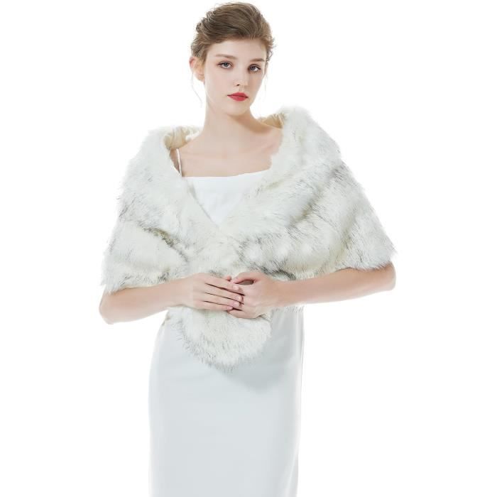 Châle En Fausse Fourrure Pour Femme - Écharpe Chaude, élégante - Pour Mariage, Soirée, Hiver - Taille 162 X 36 Cm