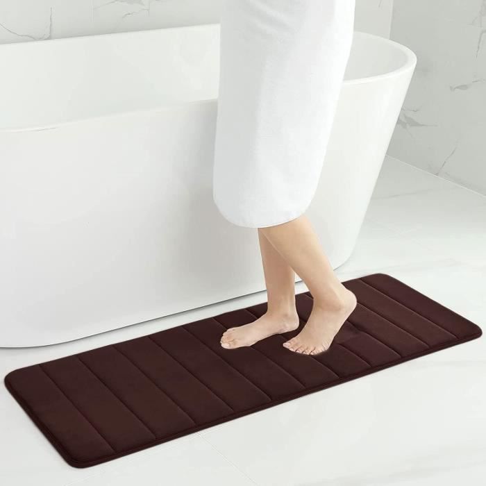 Tapis De Bain Doux En Mousse à Mémoire De Forme - Tapis De Salle De Bain Absorbants Antiderapants Avec Dos En Caoutchouc Pour Sols De Cuisine Et De Salle De Bain 432 X 61 Cm Noir 80907928