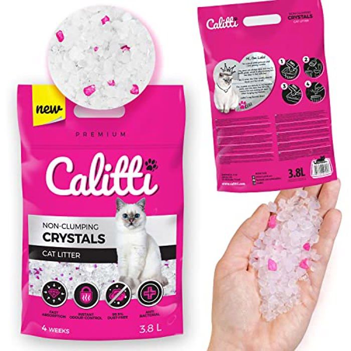 Litière - Calitti - Premium Crystals - Silicate antibactérien - 38 l - Contrôle des odeurs