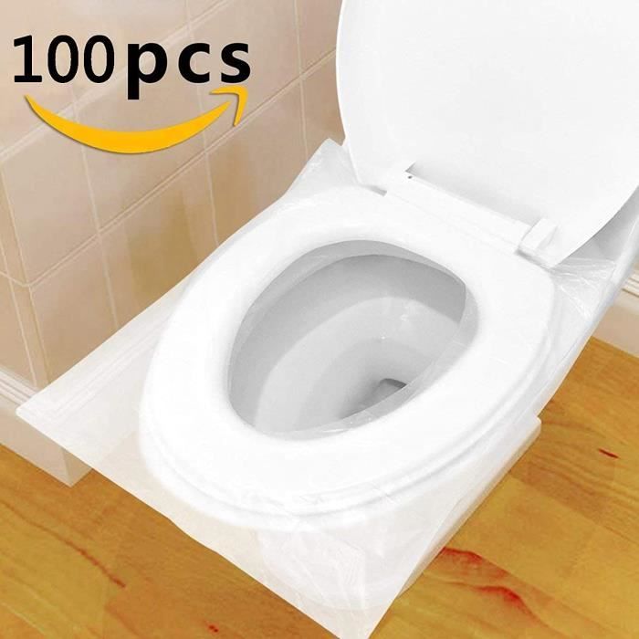 Protege WC Jetable, Protection Toilette wc Jetable 100 PCS Couvre Siege Lunette wc Emballage Individuel Matériau Antibactérien Forma