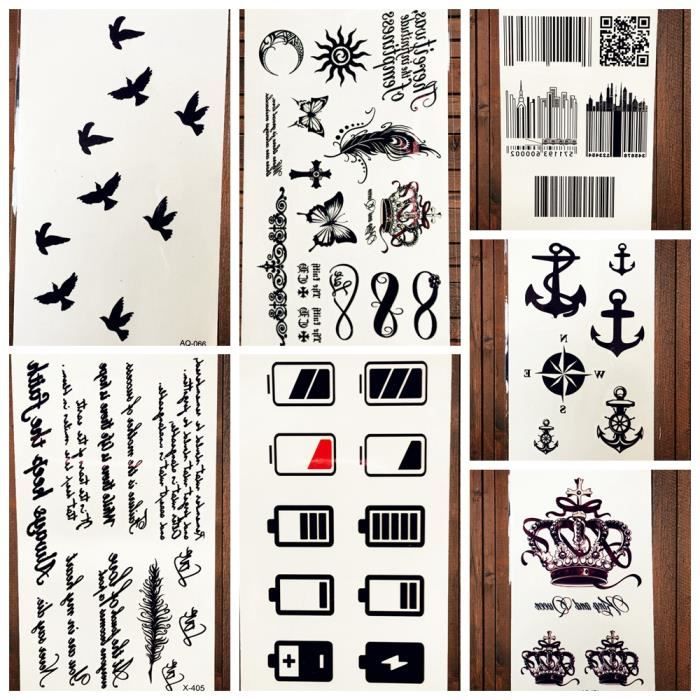 7 Morceaux Petite Batterie Temporaire Tatouage Autocollants