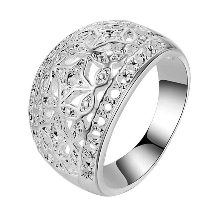 Bague Femme Argent 925 Avec Zircone Cubique - Bague Réglable - Pour Mariage, Anniversaire, Cadeau - Bijou Délicat Alliance Femme Argent 925