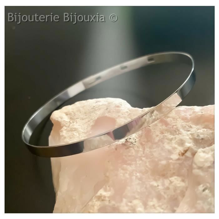 Bracelet Jonc ouvrable Argent Massif 925/000 Rhodié Femme ou  Enfant