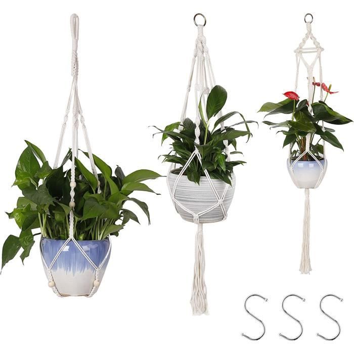 Lot De 5 Pendentifs Plantes Macramé - Supports Pour Plantes Suspendues