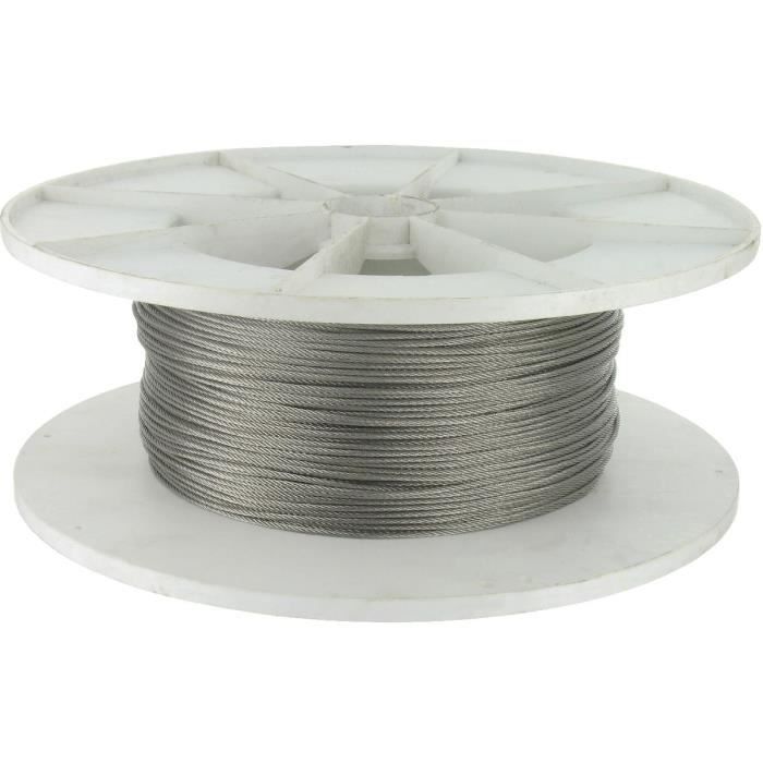 Câble acier inox - Bobine de 100 m - Diam. 4 mm - Achat / Vente