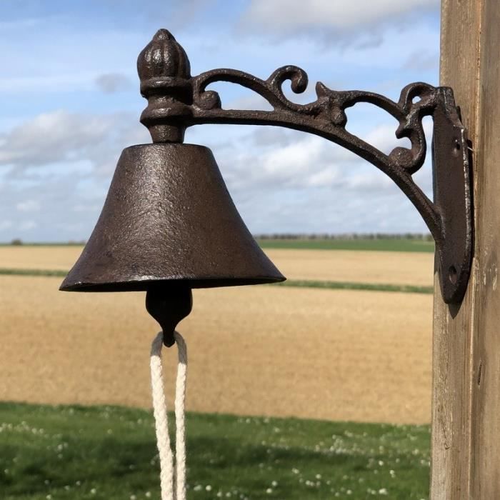 Cloche de Portail Carillon de Porte Volute Jardin Fonte 19 cm x 14 cm x ...