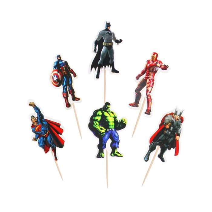 24 Pieces Licorne Tasse Decoration De Gateau Pics Pour Joyeux Anniversaire Fete Decorations De Noe Avengers 24pcs Inc Cdiscount Maison