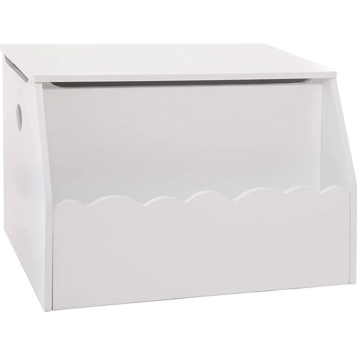 Atmosphera Banc-coffre Enfant En Bois Blanc – Rangement Jouets Et Assise (74x34x64 Cm)