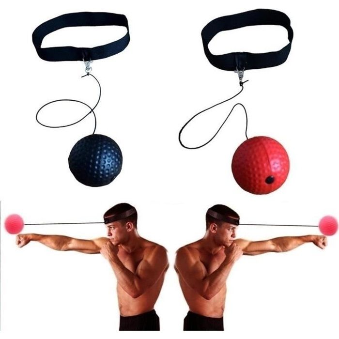 instruments de frappe - balle de punch - poire - patte d'ours - raquette - pao Black Boxing Fight Ball Reflex Boxer Head Cap with St