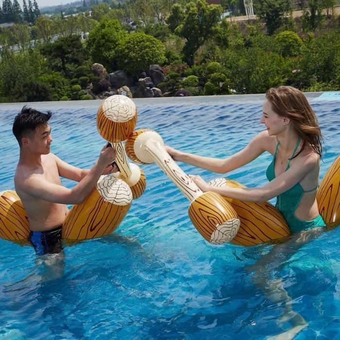 Set 2 Radeaux + 2 Pagaies Gonflables Pour Combat Aquatique - Jouet Piscine, Plage, Jusqu'à 100kg