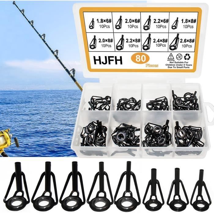 Kit de Réparation Canne à Pêche Anneaux Céramique en Acier Inoxydable