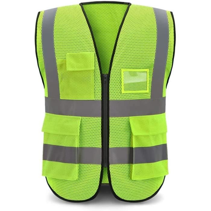 Gilet de sécurité réfléchissant vert fluo haute visibilité