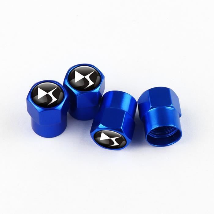 Chapeaux de tige de valve,Capuchon de Valve de pneu de voiture en métal,4  pièces,couvercle de tige pour citroën DS - for DS blue