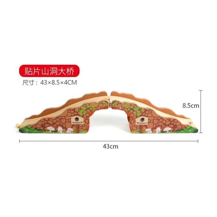 Pont De Voie Ferrée En Bois – Accessoire Train Gris, Compatible, Taille 31,5 X 17 X 13 Cm, éducatif