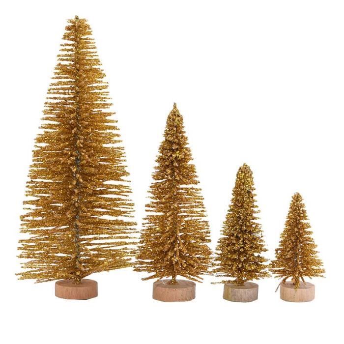 3 Pièces Sapins Noël Mini Arbre Artificiel COLOFALLA - Décoration Figurine Bois Plastique 15-20-25cm