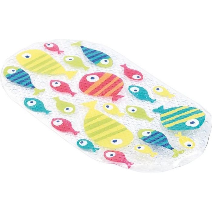 Tapis antidérapant pour baignoire, 69 x 38 cm, motif poissons