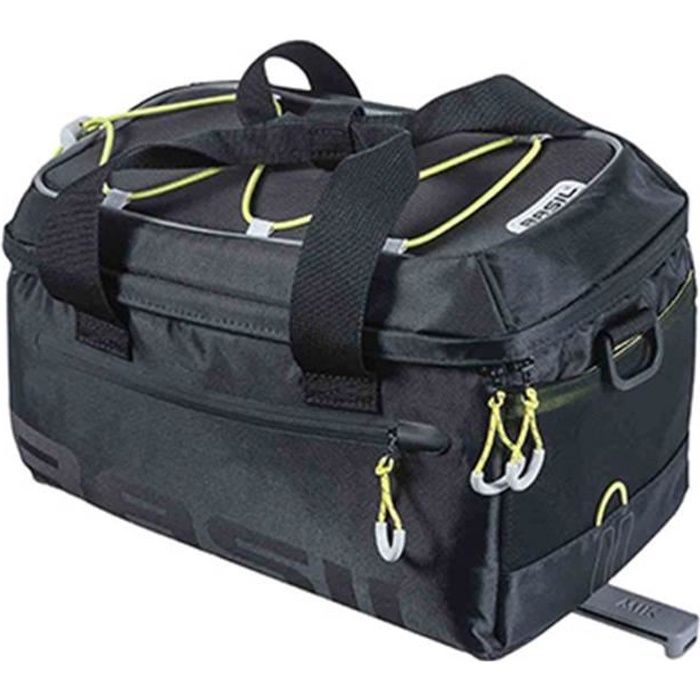 SACOCHE ARRIERE VELO BASIL MILES 7L NOIR (FIXATION SUR PORTE BAGAGE SYSTEME MIK) WATERPROOF (21x32x19cm)