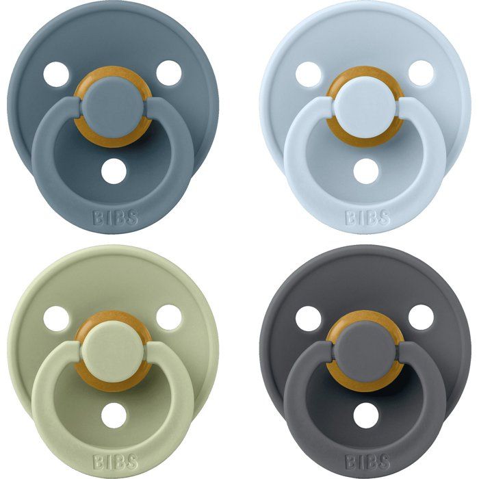 Sucette bébé - BIBS - Colour - Embout rond - Pack de 4 - Caoutchouc naturel - Taille 1 Petrol Sage Baby Blue Iron