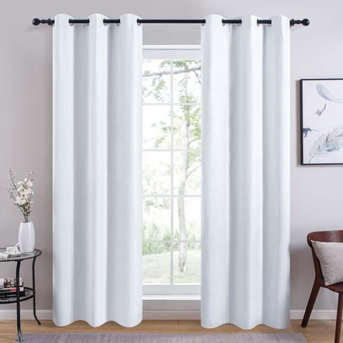 Rideau Occultant Topfinel Beige 140x240cm - Thermique Et Anti-Bruit - 2 Panneaux à Oeillets