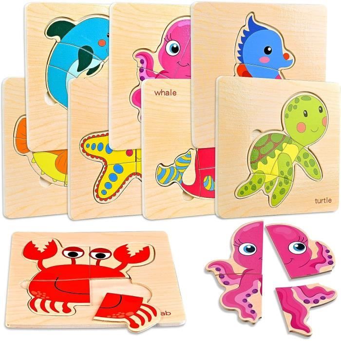 Puzzle En Bois Coloré Pour Enfants +3 Ans – Jeu éducatif Et Amusant – Neuf