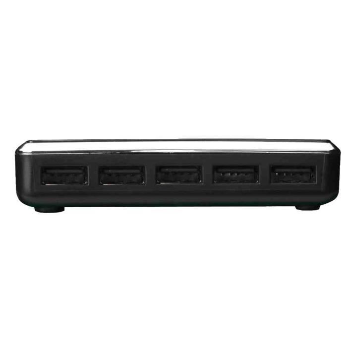 Hub USB 2.0, 7 ports, noir, avec bloc d'alimentati