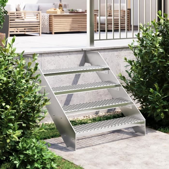 Escalier en caillebotis - ESTINK - A155679 - Acier galvanisé - Antidérapant - 80x24x7 cm