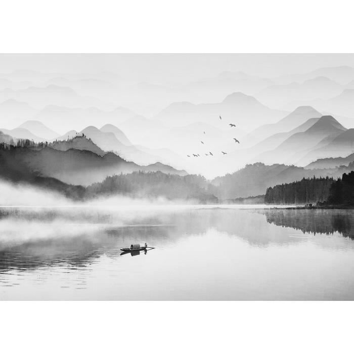 Papier Peint Soie 3d Montagne Lochs Noir Et Blanc Nature Salon Chambre ...