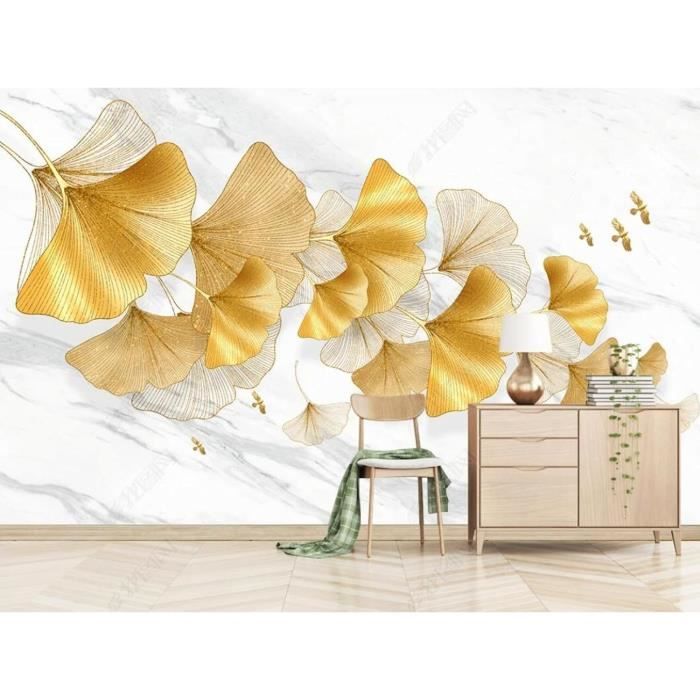 Wallpaper Papier Peint Intissé Panoramique Plante À Feuilles De Ginkgo ...