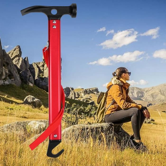 Maillet De Camping Multifonction MEETOZ - Acier Carbone Jaune Noir - Marteau Piquets Tente & Outils