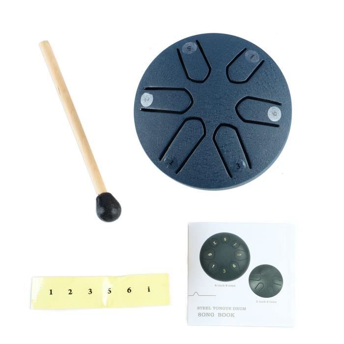 Garosa Tambour Handpan Handpan Drum Professional Mini 6 Note Worry Free  Tongue Drum Percussion Instrument avec Drumstick (Bleu