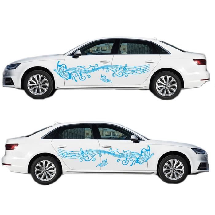 Autocollants Fleurs Et Papillons Bleu Ciel Pour Voiture, Moto, Casque - Vinyle Haute Qualité, Application Facile