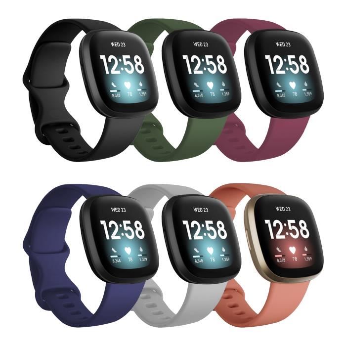 Bracelet Compatible avec Fitbit Sense Bracelet/Fitbit Versa 3 Bracelet 6 pièces Remplacement Sport Silicone Souple Bracelets