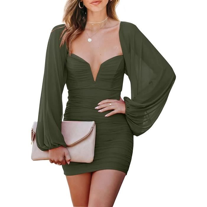 Robe Doublée Moulante Rouille À Col Et Manches Longues | Robes | PLT FR