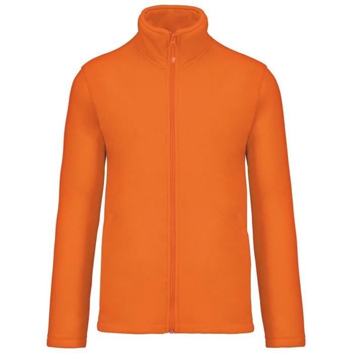 veste micropolaire zippée - homme - k911 - orange fluo - sports d'hiver - randonnée - manches longues